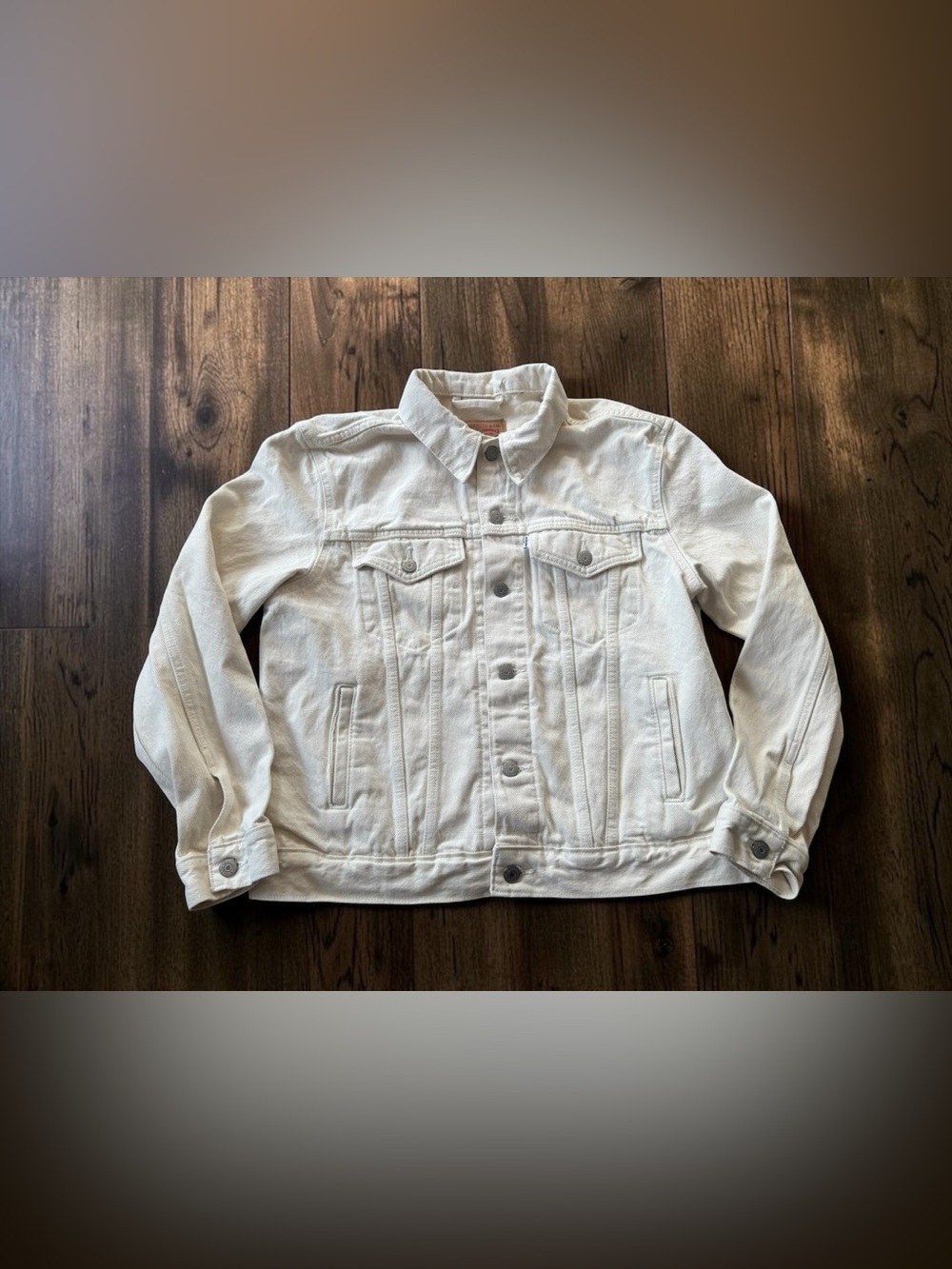 Levi’s Trucker Jacket Mens Large Cream Off White Denim Jean Jacket L
